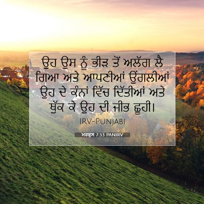 Picture 07 - ਮਰਕੁਸ 7:33 PANIRV - ਉਹ ਉਸ ਨੂੰ ਭੀੜ ਤੋਂ - Bible Verse Picture