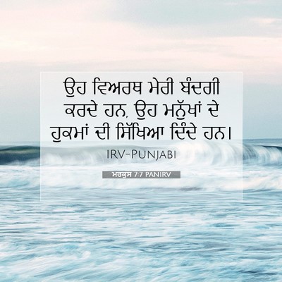Picture 07 - ਮਰਕੁਸ 7:7 PANIRV - ਉਹ ਵਿਅਰਥ ਮੇਰੀ - Bible Verse Picture
