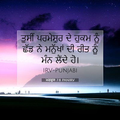 Picture 07 - ਮਰਕੁਸ 7:8 PANIRV - ਤੁਸੀਂ ਪਰਮੇਸ਼ੁਰ ਦੇ - Bible Verse Picture