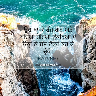Picture 07 - ਮਰਕੁਸ 8:8 PANIRV - ਉਹ ਖਾ ਕੇ ਰੱਜ ਗਏ ਅਤੇ - Bible Verse Picture