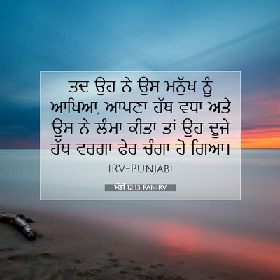 Picture 07 - ਮੱਤੀ 12:13 PANIRV - ਤਦ ਉਹ ਨੇ ਉਸ ਮਨੁੱਖ - Bible Verse Picture