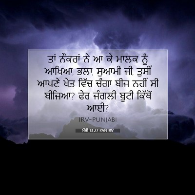 Picture 07 - ਮੱਤੀ 13:27 PANIRV - ਤਾਂ ਨੌਕਰਾਂ ਨੇ ਆ ਕੇ - Bible Verse Picture