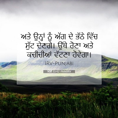 Picture 07 - ਮੱਤੀ 13:42 PANIRV - ਅਤੇ ਉਨ੍ਹਾਂ ਨੂੰ ਅੱਗ - Bible Verse Picture