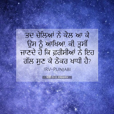 Picture 07 - ਮੱਤੀ 15:12 PANIRV - ਤਦ ਚੇਲਿਆਂ ਨੇ ਕੋਲ ਆ - Bible Verse Picture