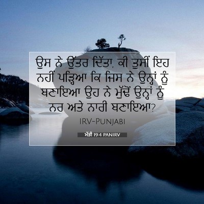 Picture 07 - ਮੱਤੀ 19:4 PANIRV - ਉਸ ਨੇ ਉੱਤਰ ਦਿੱਤਾ, - Bible Verse Picture