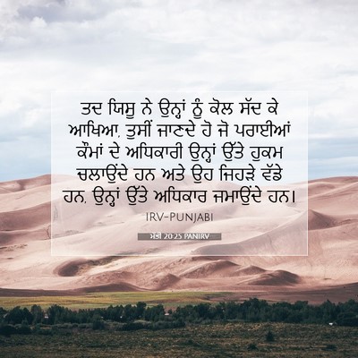 Picture 07 - ਮੱਤੀ 20:25 PANIRV - ਤਦ ਯਿਸੂ ਨੇ ਉਨ੍ਹਾਂ - Bible Verse Picture