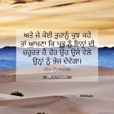 Picture 07 - ਮੱਤੀ 21:3 PANIRV - ਅਤੇ ਜੇ ਕੋਈ ਤੁਹਾਨੂੰ - Bible Verse Picture