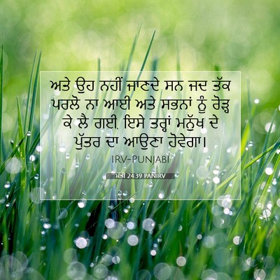 Picture 07 - ਮੱਤੀ 24:39 PANIRV - ਅਤੇ ਉਹ ਨਹੀਂ ਜਾਣਦੇ - Bible Verse Picture