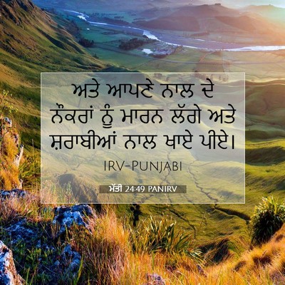 Picture 07 - ਮੱਤੀ 24:49 PANIRV - ਅਤੇ ਆਪਣੇ ਨਾਲ ਦੇ - Bible Verse Picture