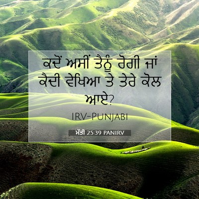 Picture 07 - ਮੱਤੀ 25:39 PANIRV - ਕਦੋਂ ਅਸੀਂ ਤੈਨੂੰ - Bible Verse Picture
