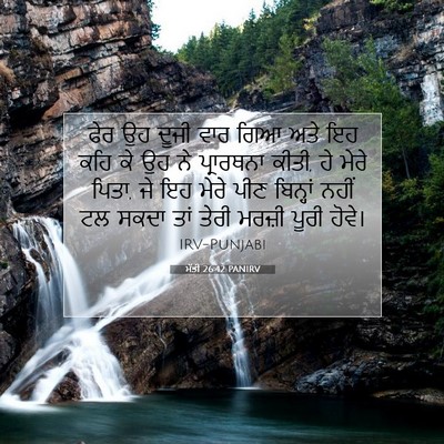 Picture 07 - ਮੱਤੀ 26:42 PANIRV - ਫੇਰ ਉਹ ਦੂਜੀ ਵਾਰ ਗਿਆ - Bible Verse Picture