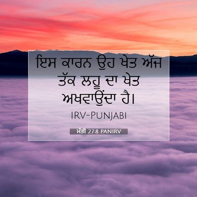 Picture 07 - ਮੱਤੀ 27:8 PANIRV - ਇਸ ਕਾਰਨ ਉਹ ਖੇਤ ਅੱਜ - Bible Verse Picture