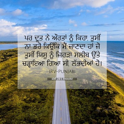 Picture 07 - ਮੱਤੀ 28:5 PANIRV - ਪਰ ਦੂਤ ਨੇ ਔਰਤਾਂ ਨੂੰ - Bible Verse Picture