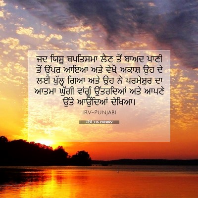 Picture 07 - ਮੱਤੀ 3:16 PANIRV - ਜਦ ਯਿਸੂ ਬਪਤਿਸਮਾ - Bible Verse Picture