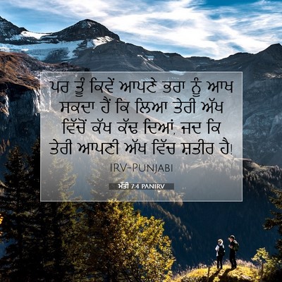 Picture 07 - ਮੱਤੀ 7:4 PANIRV - ਪਰ ਤੂੰ ਕਿਵੇਂ ਆਪਣੇ - Bible Verse Picture