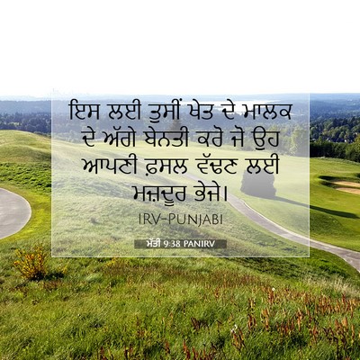Picture 07 - ਮੱਤੀ 9:38 PANIRV - ਇਸ ਲਈ ਤੁਸੀਂ ਖੇਤ ਦੇ - Bible Verse Picture
