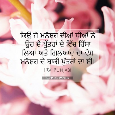 Picture 07 - ਯਸ਼ਵਾ 17:6 PANIRV - ਕਿਉਂ ਜੋ ਮਨੱਸ਼ਹ - Bible Verse Picture