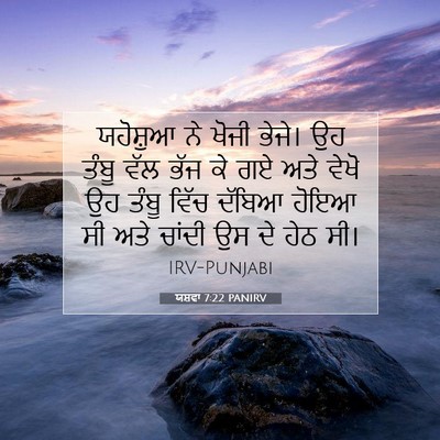 Picture 07 - ਯਸ਼ਵਾ 7:22 PANIRV - ਯਹੋਸ਼ੁਆ ਨੇ ਖੋਜੀ - Bible Verse Picture