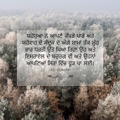 Picture 07 - ਯਸ਼ਵਾ 7:6 PANIRV - ਯਹੋਸ਼ੁਆ ਨੇ ਆਪਣੇ - Bible Verse Picture