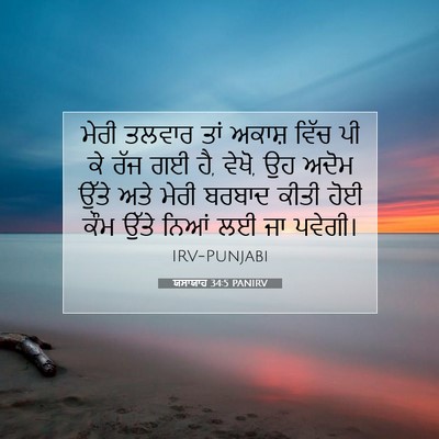Picture 07 - ਯਸਾਯਾਹ 34:5 PANIRV - ਮੇਰੀ ਤਲਵਾਰ ਤਾਂ - Bible Verse Picture