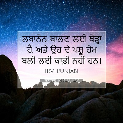Picture 07 - ਯਸਾਯਾਹ 40:16 PANIRV - ਲਬਾਨੋਨ ਬਾਲਣ ਲਈ - Bible Verse Picture