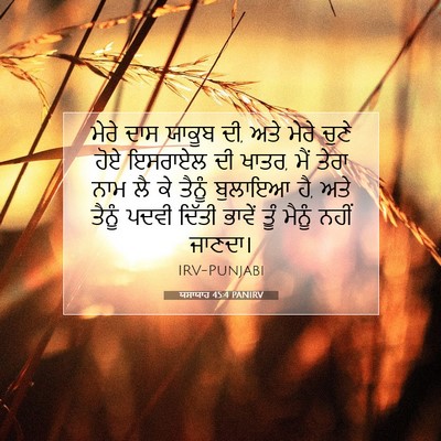 Picture 07 - ਯਸਾਯਾਹ 45:4 PANIRV - ਮੇਰੇ ਦਾਸ ਯਾਕੂਬ ਦੀ, - Bible Verse Picture