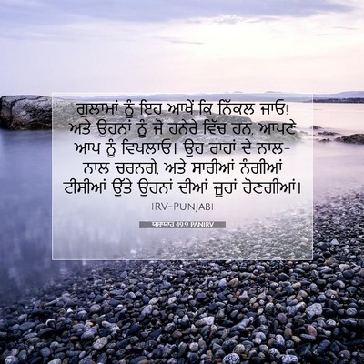 Picture 07 - ਯਸਾਯਾਹ 49:9 PANIRV - ਗੁਲਾਮਾਂ ਨੂੰ ਇਹ - Bible Verse Picture