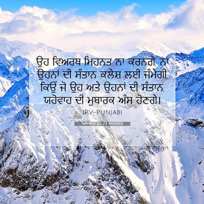 Picture 07 - ਯਸਾਯਾਹ 65:23 PANIRV - ਉਹ ਵਿਅਰਥ ਮਿਹਨਤ ਨਾ - Bible Verse Picture