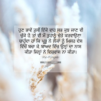 Picture 07 - ਯਹੂਦਾ 1:5 PANIRV - ਹੁਣ ਭਾਵੇਂ ਤੁਸੀਂ - Bible Verse Picture