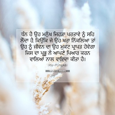 Picture 07 - ਯਾਕੂਬ 1:12 PANIRV - ਧੰਨ ਹੈ ਉਹ ਮਨੁੱਖ - Bible Verse Picture