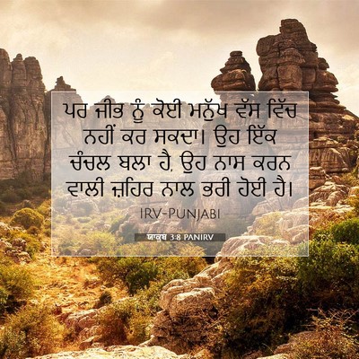 Picture 07 - ਯਾਕੂਬ 3:8 PANIRV - ਪਰ ਜੀਭ ਨੂੰ ਕੋਈ - Bible Verse Picture