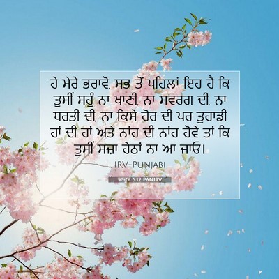 Picture 07 - ਯਾਕੂਬ 5:12 PANIRV - ਹੇ ਮੇਰੇ ਭਰਾਵੋ, ਸਭ - Bible Verse Picture