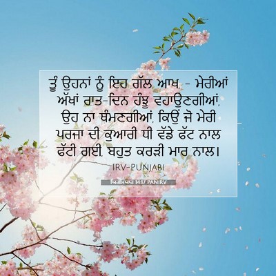 Picture 07 - ਯਿਰਮਿਯਾਹ 14:17 PANIRV - ਤੂੰ ਉਹਨਾਂ ਨੂੰ ਇਹ - Bible Verse Picture