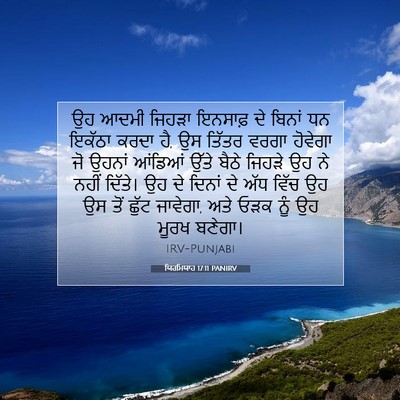 Picture 07 - ਯਿਰਮਿਯਾਹ 17:11 PANIRV - ਉਹ ਆਦਮੀ ਜਿਹੜਾ - Bible Verse Picture