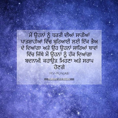 Picture 07 - ਯਿਰਮਿਯਾਹ 24:9 PANIRV - ਮੈਂ ਉਹਨਾਂ ਨੂੰ ਧਰਤੀ - Bible Verse Picture