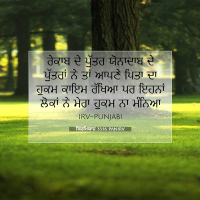 Picture 07 - ਯਿਰਮਿਯਾਹ 35:16 PANIRV - ਰੇਕਾਬ ਦੇ ਪੁੱਤਰ - Bible Verse Picture