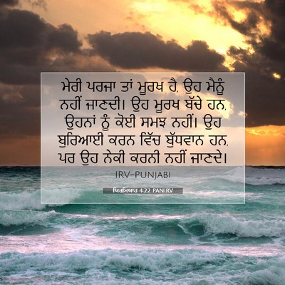 Picture 07 - ਯਿਰਮਿਯਾਹ 4:22 PANIRV - ਮੇਰੀ ਪਰਜਾ ਤਾਂ ਮੂਰਖ - Bible Verse Picture
