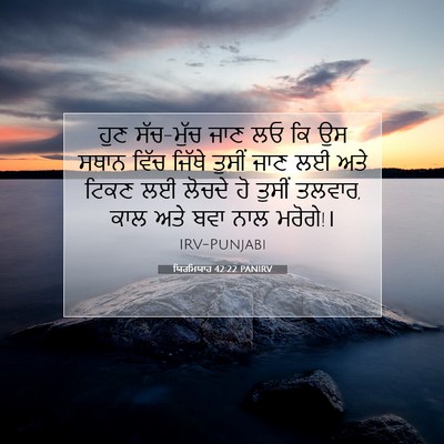 Picture 07 - ਯਿਰਮਿਯਾਹ 42:22 PANIRV - ਹੁਣ ਸੱਚ-ਮੁੱਚ ਜਾਣ ਲਓ - Bible Verse Picture