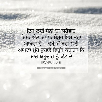Picture 07 - ਯਿਰਮਿਯਾਹ 44:11 PANIRV - ਇਸ ਲਈ ਸੈਨਾਂ ਦਾ - Bible Verse Picture