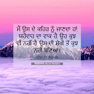 Picture 07 - ਯਿਰਮਿਯਾਹ 48:30 PANIRV - ਮੈਂ ਉਸ ਦੇ ਕਹਿਰ ਨੂੰ - Bible Verse Picture