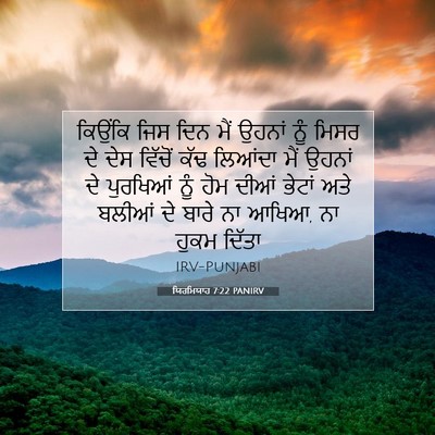 Picture 07 - ਯਿਰਮਿਯਾਹ 7:22 PANIRV - ਕਿਉਂਕਿ ਜਿਸ ਦਿਨ ਮੈਂ - Bible Verse Picture