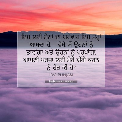 Picture 07 - ਯਿਰਮਿਯਾਹ 9:7 PANIRV - ਇਸ ਲਈ ਸੈਨਾਂ ਦਾ - Bible Verse Picture