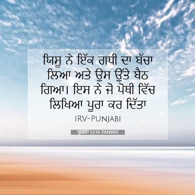 Picture 07 - ਯੂਹੰਨਾ 12:14 PANIRV - ਯਿਸੂ ਨੇ ਇੱਕ ਗਧੀ ਦਾ - Bible Verse Picture