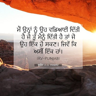 Picture 07 - ਯੂਹੰਨਾ 17:22 PANIRV - ਮੈਂ ਉਨ੍ਹਾਂ ਨੂੰ ਉਹ - Bible Verse Picture