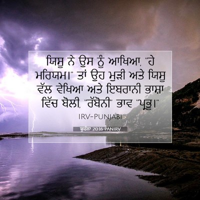 Picture 07 - ਯੂਹੰਨਾ 20:16 PANIRV - ਯਿਸੂ ਨੇ ਉਸ ਨੂੰ - Bible Verse Picture