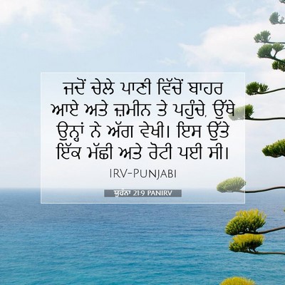 Picture 07 - ਯੂਹੰਨਾ 21:9 PANIRV - ਜਦੋਂ ਚੇਲੇ ਪਾਣੀ - Bible Verse Picture