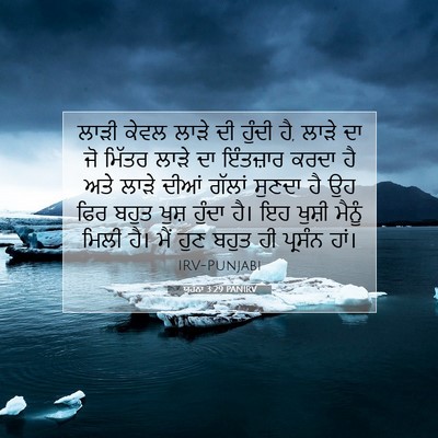 Picture 07 - ਯੂਹੰਨਾ 3:29 PANIRV - ਲਾੜੀ ਕੇਵਲ ਲਾੜੇ ਦੀ - Bible Verse Picture