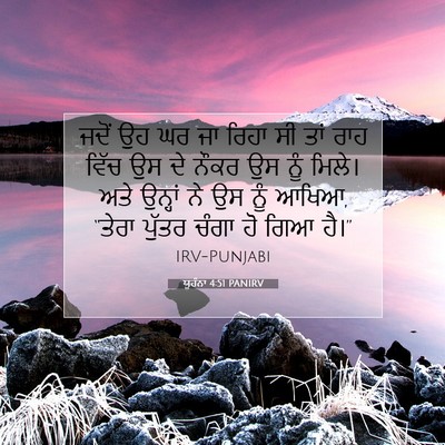 Picture 07 - ਯੂਹੰਨਾ 4:51 PANIRV - ਜਦੋਂ ਉਹ ਘਰ ਜਾ ਰਿਹਾ - Bible Verse Picture