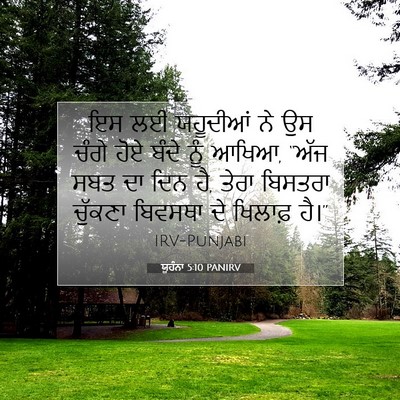 Picture 07 - ਯੂਹੰਨਾ 5:10 PANIRV - ਇਸ ਲਈ ਯਹੂਦੀਆਂ ਨੇ ਉਸ - Bible Verse Picture