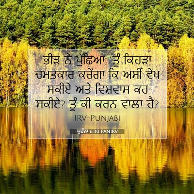 Picture 07 - ਯੂਹੰਨਾ 6:30 PANIRV - ਭੀੜ ਨੇ ਪੁੱਛਿਆ, “ਤੂੰ - Bible Verse Picture